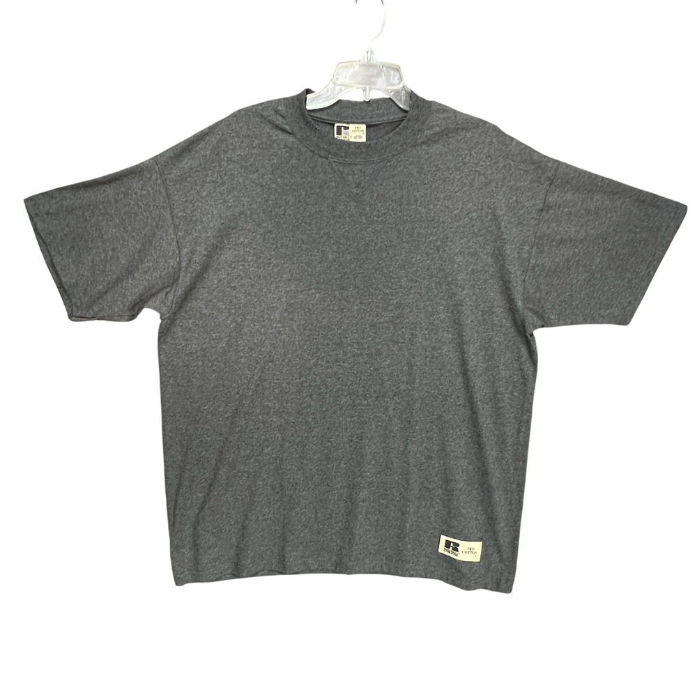 Russell Athletic Pro Cotton T-Shirt Gray Heather Crew Neck Short Sleeve Mens L